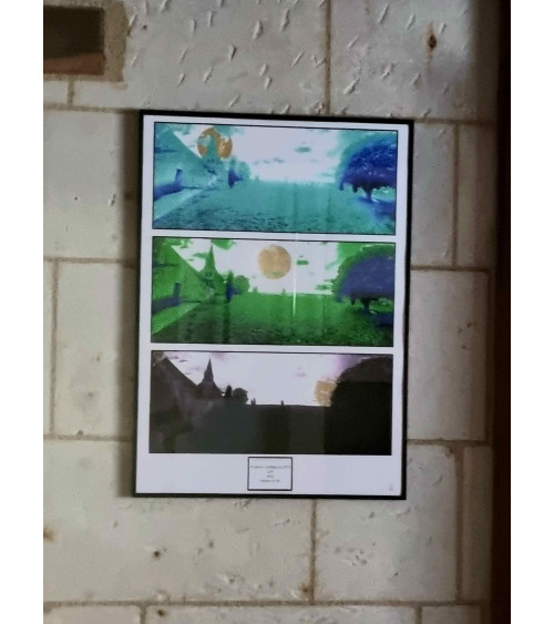 Paysage de Parnay surréaliste réhaussé d'un soleil à la feuille d'or.