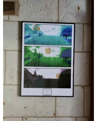 Paysage de Parnay surréaliste réhaussé d'un soleil à la feuille d'or.