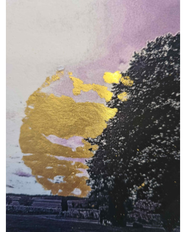 Paysage de Parnay surréaliste réhaussé d'un soleil à la feuille d'or.