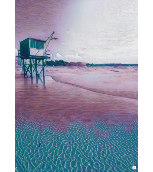 Photo surréaliste d'une pêcherie de la plage de Saint Brévin les Pins.