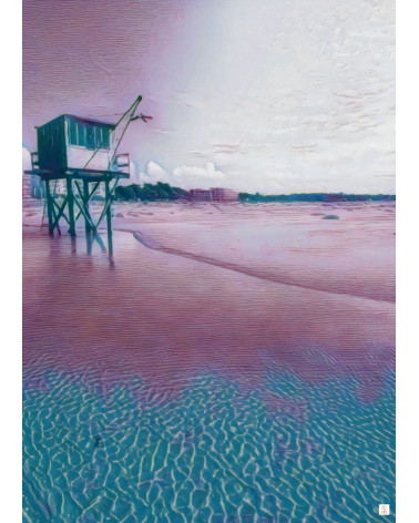 Photo surréaliste d'une pêcherie de la plage de Saint Brévin les Pins.