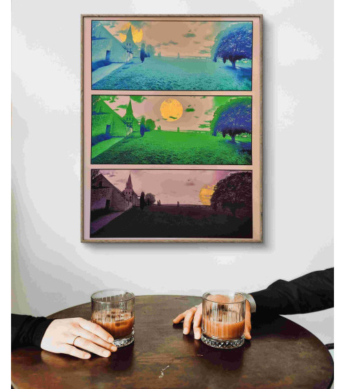 Paysage de Parnay surréaliste réhaussé d'un soleil à la feuille d'or.