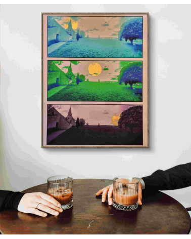 Paysage de Parnay surréaliste réhaussé d'un soleil à la feuille d'or.