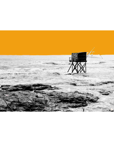 Photographie surréaliste d'une pêcherie traditionnelle du Pays de Retz