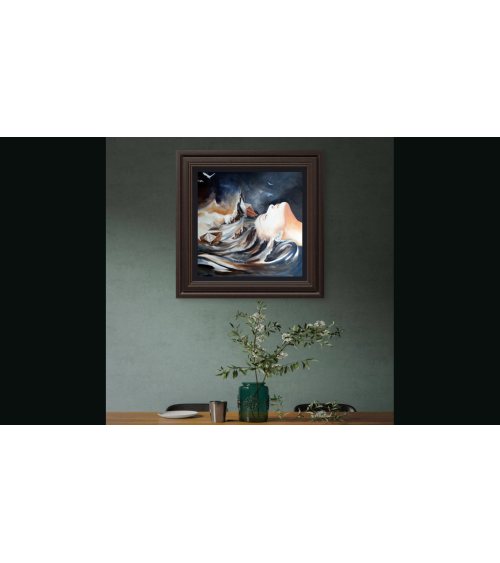 "L'Ennui" — Huile sur toile 60×60 cm de l'artiste belge Claire Laloux.