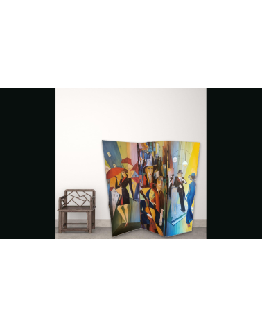 Paravent peint Art Déco 150×150 cm — Claire Laloux | LEV Arts Contempo