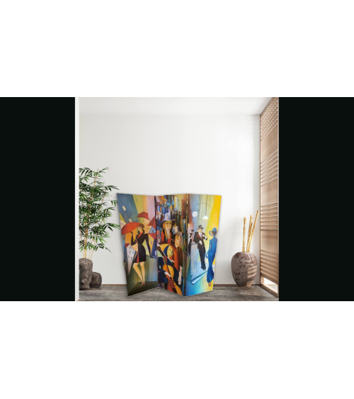 Paravent peint Art Déco 150×150 cm — Claire Laloux | LEV Arts Contempo