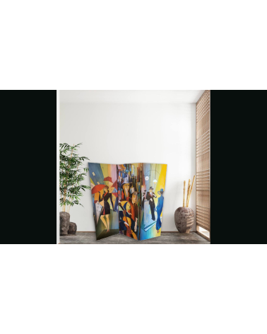 Paravent peint Art Déco 150×150 cm — Claire Laloux | LEV Arts Contempo