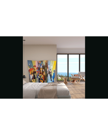 Paravent peint Art Déco 150×150 cm — Claire Laloux | LEV Arts Contempo