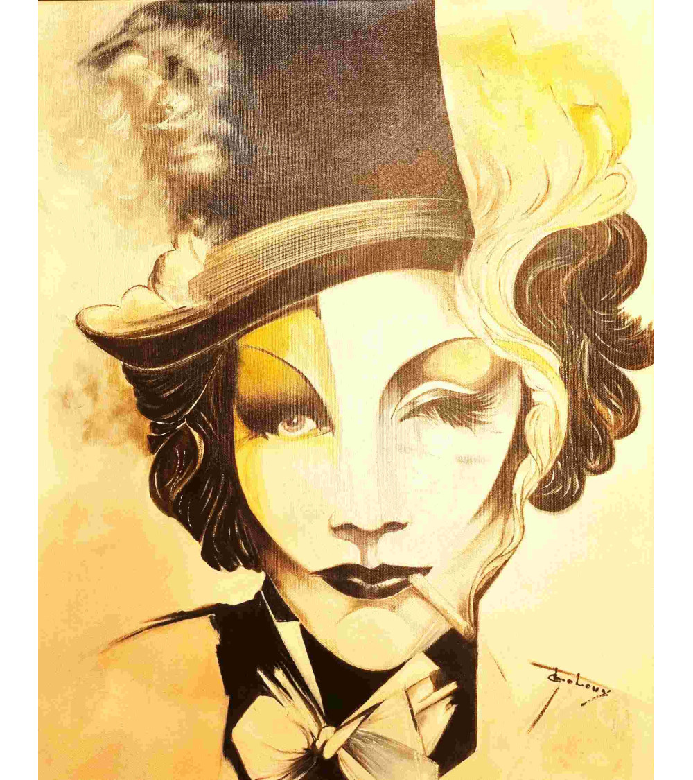 Tableau huile "Mamarlene" hommage Marlene Dietrich — Claire Laloux