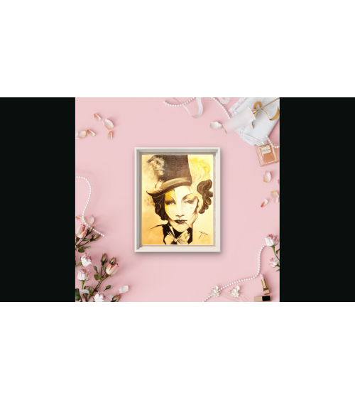 Tableau huile "Mamarlene" hommage Marlene Dietrich — Claire Laloux