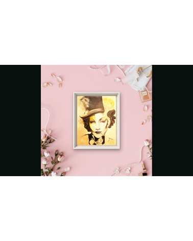 Tableau huile "Mamarlene" hommage Marlene Dietrich — Claire Laloux