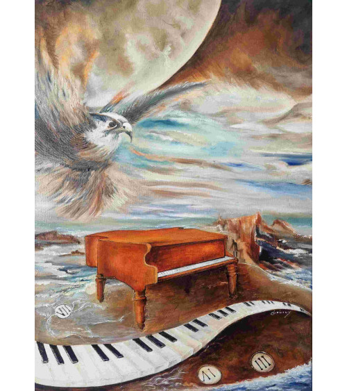 Tableau huile "Mélodie d'un Rapace" — Claire Laloux | Madeleine Home D