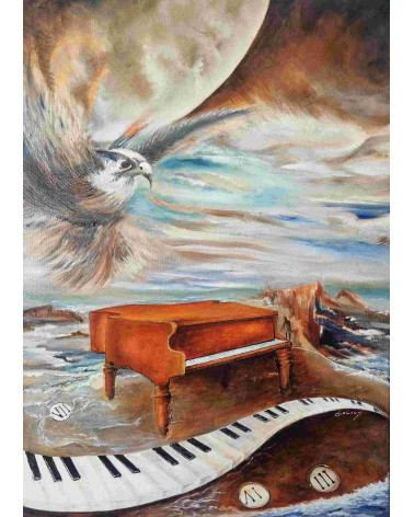 Tableau huile "Mélodie d'un Rapace" — Claire Laloux | Madeleine Home D