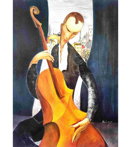 Tableau huile "Le Musicien de Paris" — Claire Laloux | Madeleine Home