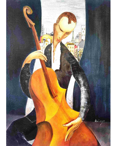 Tableau huile "Le Musicien de Paris" — Claire Laloux | Madeleine Home