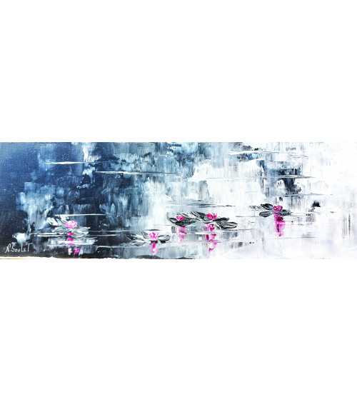 Tableau « NYMPHEAS DE GIVERNY EN NOIR ET BLANC » Nathalie Soulet