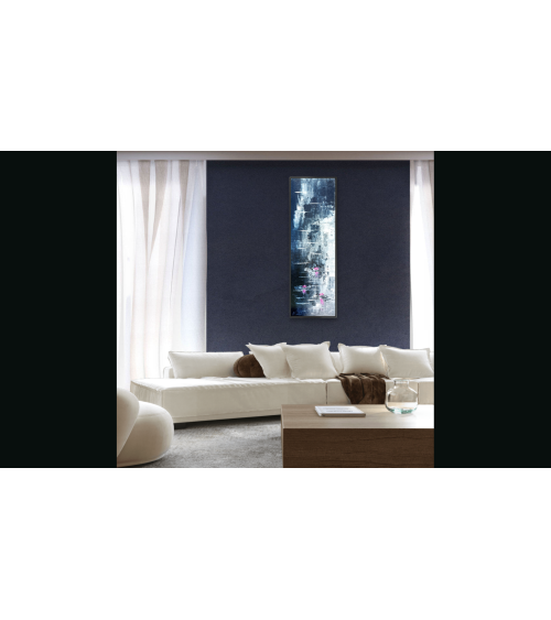 Tableau « Nymphéas Noir et Blanc » 60×20 cm Nathalie Soulet | LEV Arts