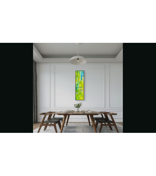 Tableau huile « Histoire d'Eau à Giverny » 100×30 cm Nathalie Soulet