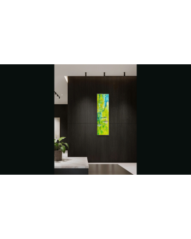 Tableau huile « Histoire d'Eau à Giverny » 100×30 cm Nathalie Soulet