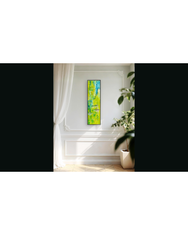 Tableau huile « Histoire d'Eau à Giverny » 100×30 cm Nathalie Soulet