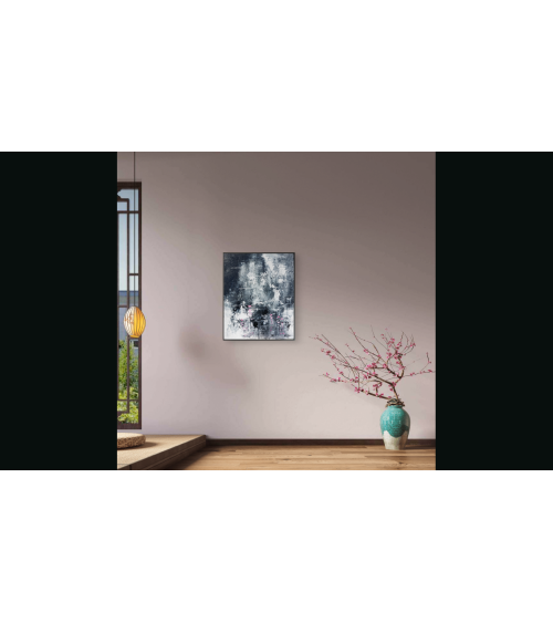 Tableau « Nymphéas Noirs » 61×50 cm Nathalie Soulet Acrylique | LEV