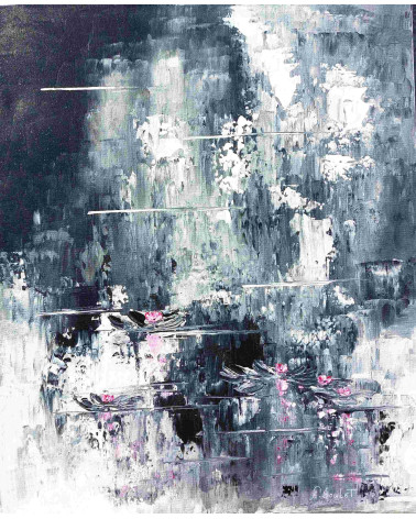 Tableau « Nymphéas Noirs » 61×50 cm Nathalie Soulet Acrylique | LEV