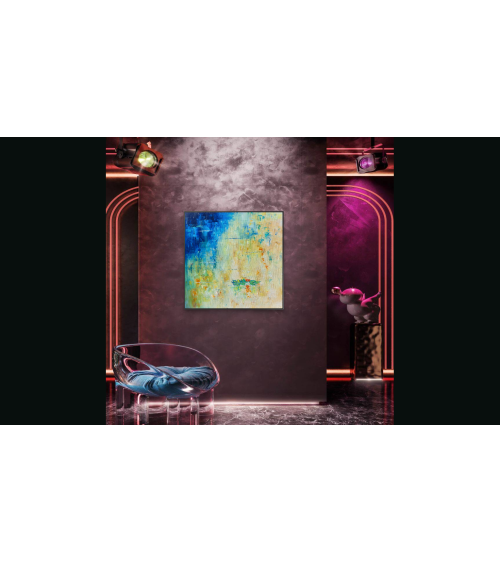 Tableau huile « Nymphéas Orangés » 50×50 cm Nathalie Soulet | LEV