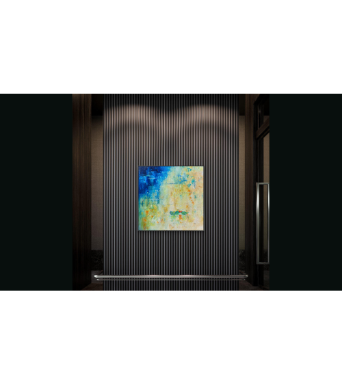 Tableau huile « Nymphéas Orangés » 50×50 cm Nathalie Soulet | LEV