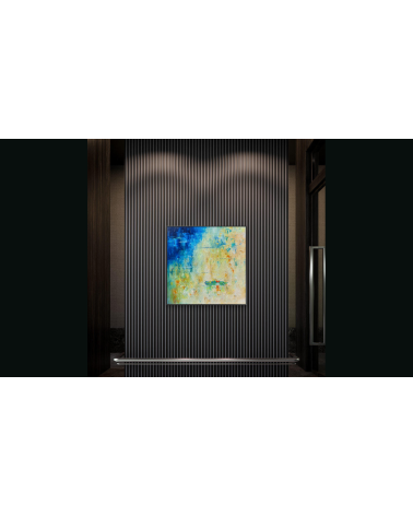 Tableau huile « Nymphéas Orangés » 50×50 cm Nathalie Soulet | LEV