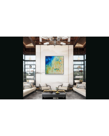 Tableau huile « Nymphéas Orangés » 50×50 cm Nathalie Soulet | LEV