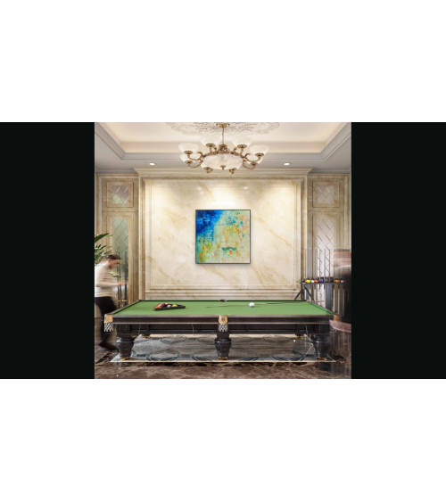 Tableau huile « Nymphéas Orangés » 50×50 cm Nathalie Soulet | LEV