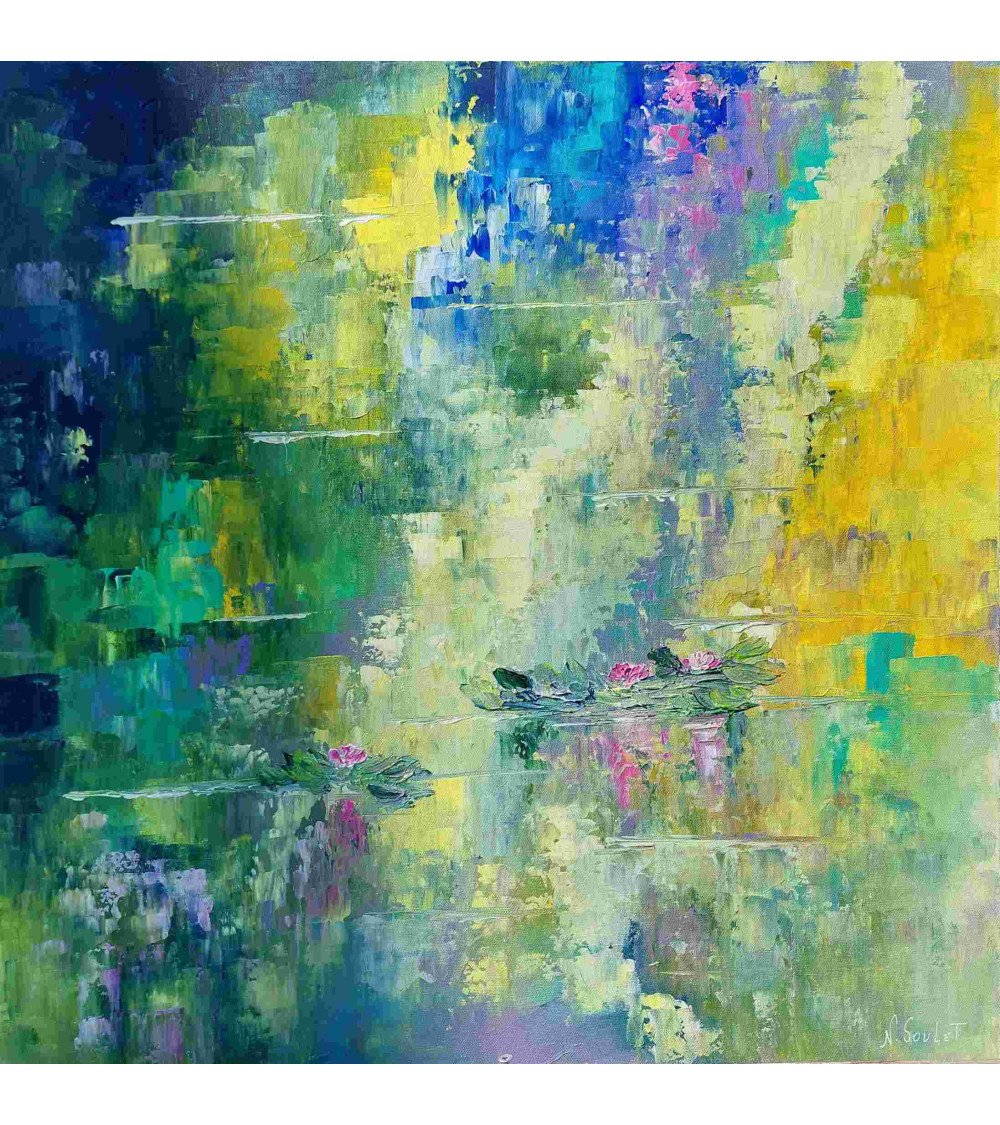 Tableau « Nymphéas d'un Jour » 60×60 cm Nathalie Soulet | LEV Arts