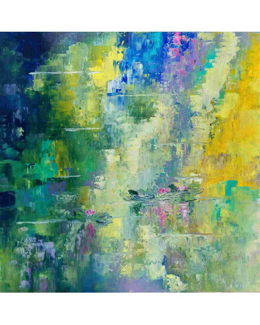 Tableau « Nymphéas d'un Jour » 60×60 cm Nathalie Soulet | LEV Arts