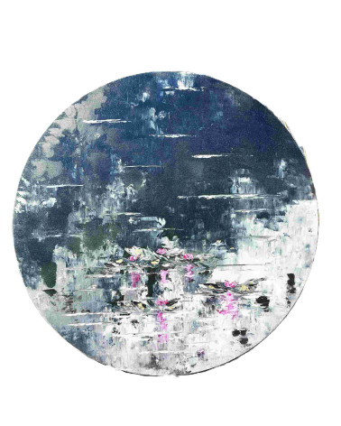 Tondo rond « Nymphéas N&B Feuille d'Or » Ø60 cm Nathalie Soulet | Made