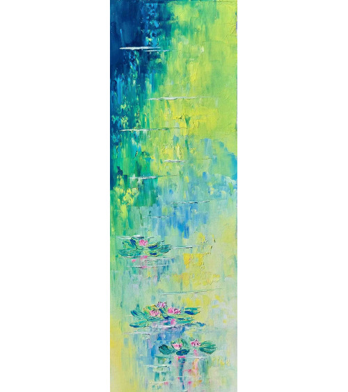 Tableau huile « Féerie sur l'Eau » 20×60 cm Nathalie Soulet | Madelein