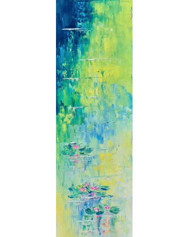 Tableau huile « Féerie sur l'Eau » 20×60 cm Nathalie Soulet | Madelein