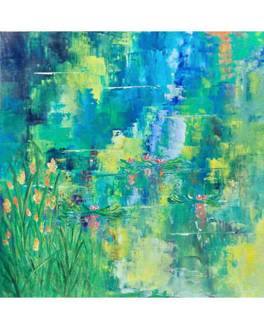 Tableau « Au Bord de l'Eau » Technique mixte 70×70 Nathalie Soulet | M
