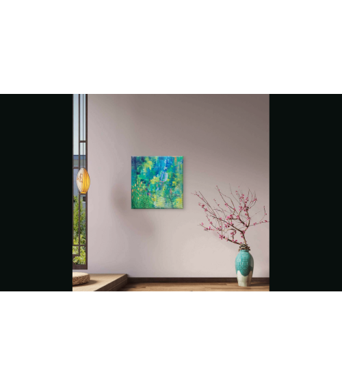 Tableau « Au Bord de l'Eau » Technique mixte 70×70 Nathalie Soulet | M