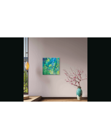 Tableau « Au Bord de l'Eau » Technique mixte 70×70 Nathalie Soulet | M