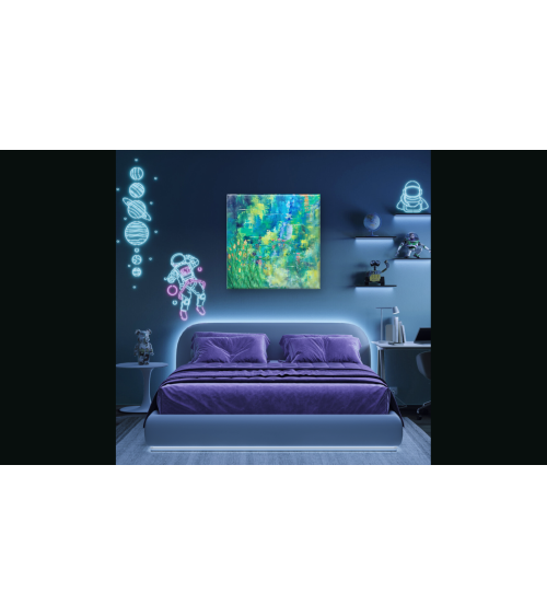 Tableau « Au Bord de l'Eau » Technique mixte 70×70 Nathalie Soulet | M