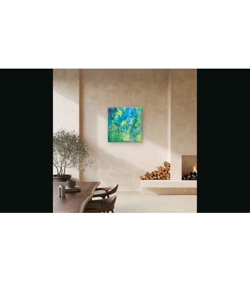 Tableau « Au Bord de l'Eau » Technique mixte 70×70 Nathalie Soulet | M