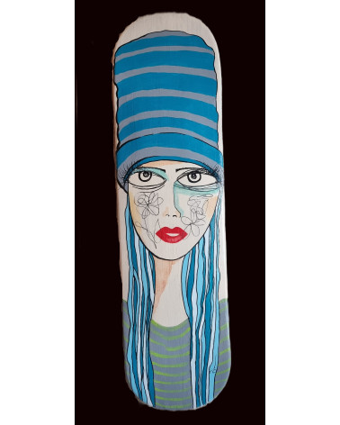 Skateboard peint « Blues » PyM Portrait Street Art | Madeleine Home De
