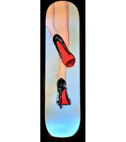 Skateboard peint « Rouge Passion » PyM Louboutin Street Art | Madelein