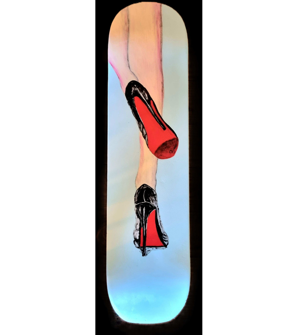 Skateboard peint « Rouge Passion » PyM Louboutin Street Art | Madelein