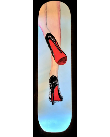 Skateboard peint « Rouge Passion » PyM Louboutin Street Art | Madelein
