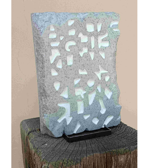 Sculpture « Contreforme » Marbre Bleu de Savoie Gesso M.-L. Teisseire