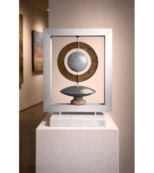 Sculpture « Cosmos» Marbre Cuivre M.-L. Teisseire H46 | LEV Arts