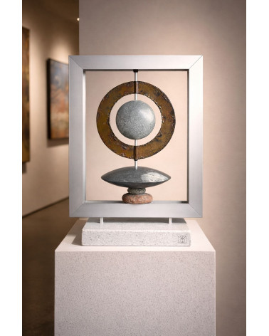 Sculpture « Cosmos» Marbre Cuivre M.-L. Teisseire H46 | LEV Arts