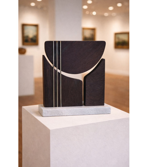 Trivium – Sculpture contemporaine bois et marbre – Marie-Laure Teissei